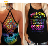 ROOFER GIRL CRISS-CROSS OPEN BACK CAMISOLE TANK TOP