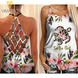 Turtle Girl Criss-Cross Open Back Camisole Tank Top