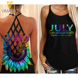 JULY GIRL TIE DYE SUNFLOWER CRISS-CROSS TANK TOP