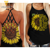 MARCH GIRL SUGAR AND SPICE SUNFLOWER CRISS-CROSS TANK TOP TNMQ1002
