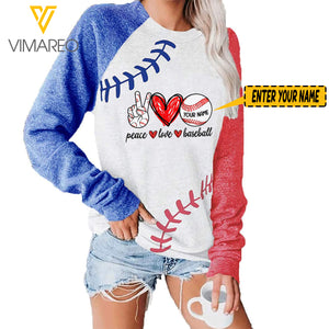 PERSONALIZED Peace Love Baseball LONG SLEEVE TSHIRT QTHC1603
