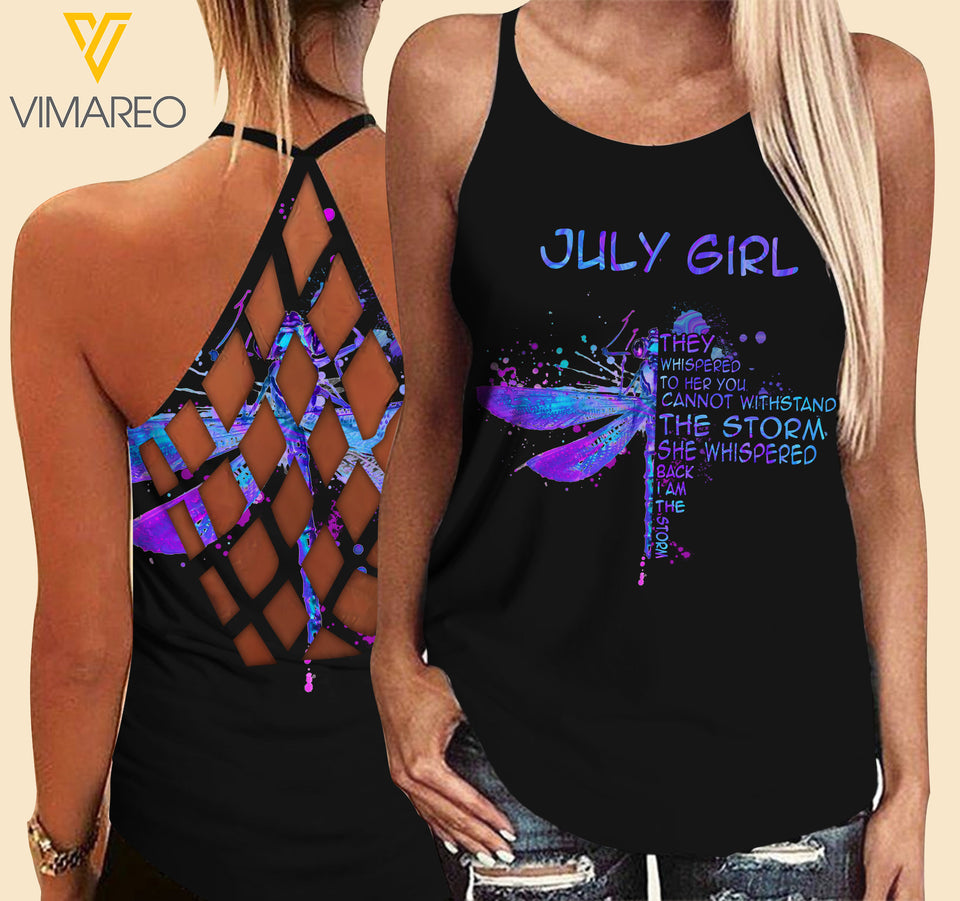 July Girl Criss-Cross Open Back Camisole Tank Top Legging TVMR