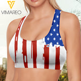 America Flag Running team 3D printed Sport bra