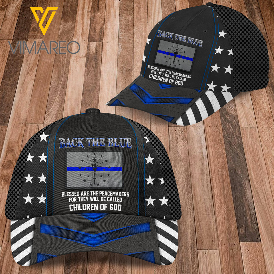 Indiana Police-Back the Blue Peaked cap 3D VMQA