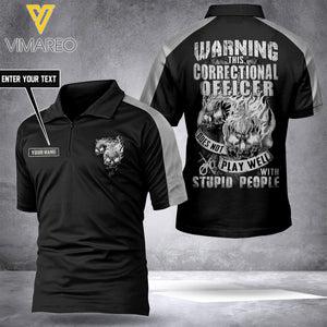 Correctiona officer personalized ZIP POLO SHIRT 3D PRINTED
