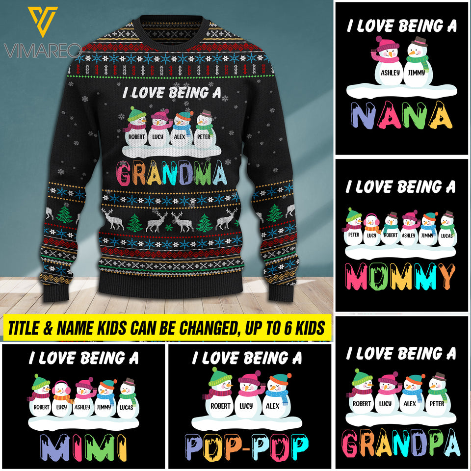 I love being a Grandma personalized 3D printed Wool Sweat Shirt
