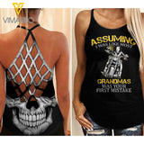 First Mistake-Biker Criss-Cross Open Back Camisole Tank Top