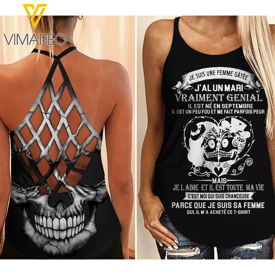 September girl Criss-Cross Open Back Camisole Tank Top SKFR