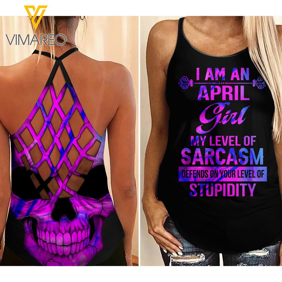 April Girl Cross Open Back Camisole Tank Top LEV