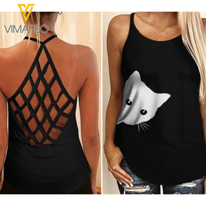 Cat Lady Criss-Cross Open Back Camisole Tank Top 3 style