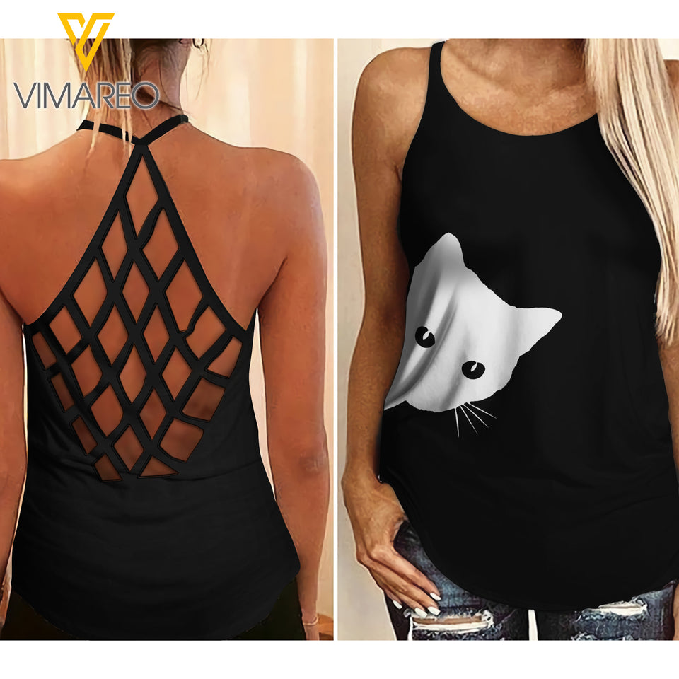 Cat Lady Criss-Cross Open Back Camisole Tank Top 3 style