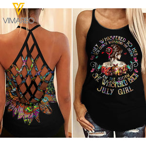 July girl Criss-Cross Open Back Camisole Tank Top Legging WHIS