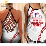Baseball Criss-Cross Open Back Camisole Tank Top 2ST