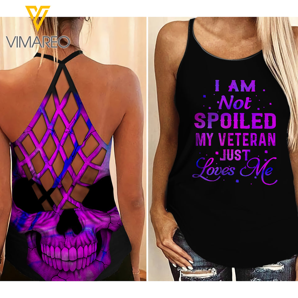 My Veteran just love me Criss-Cross Open Back Camisole Tank Top