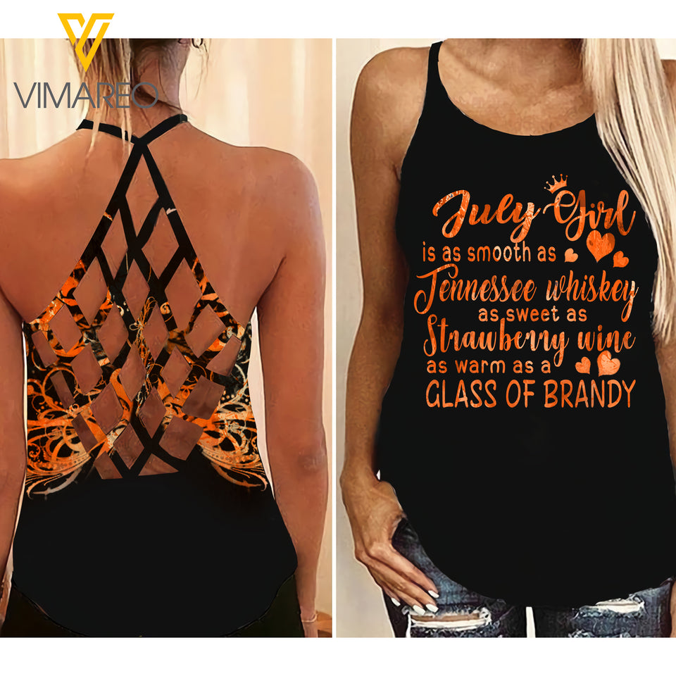 As July Girl Criss-Cross Open Back Camisole Tank Top Legging TVMR