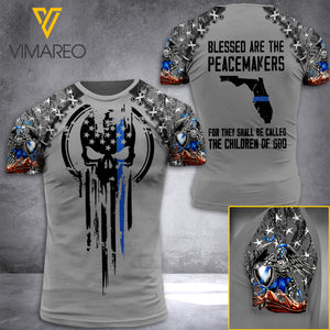 FLORIDA THIN BLUE LINE TSHIRT 3D PRINTED JUL-MA28