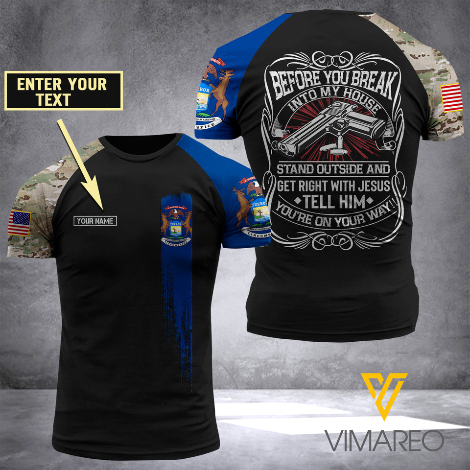 Customized MICHIGAN Flag 3D PRINTED SHIRT 0104NGBA