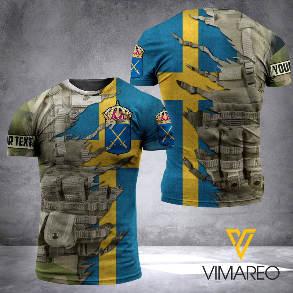 SWEDEN ARMY CAMO CUSTOMIZE T SHIRT 3D PRINTED TMTL GAP