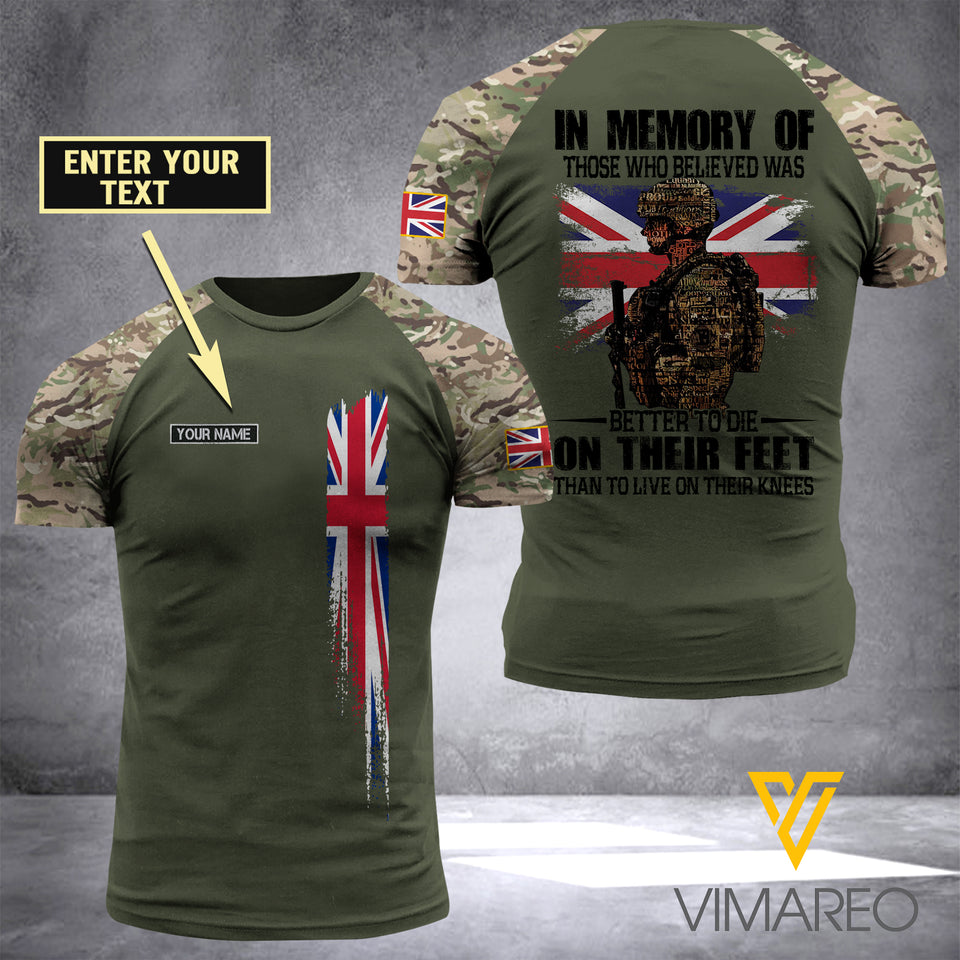 British Soldier Combat-in memory 3D Printed Shirt