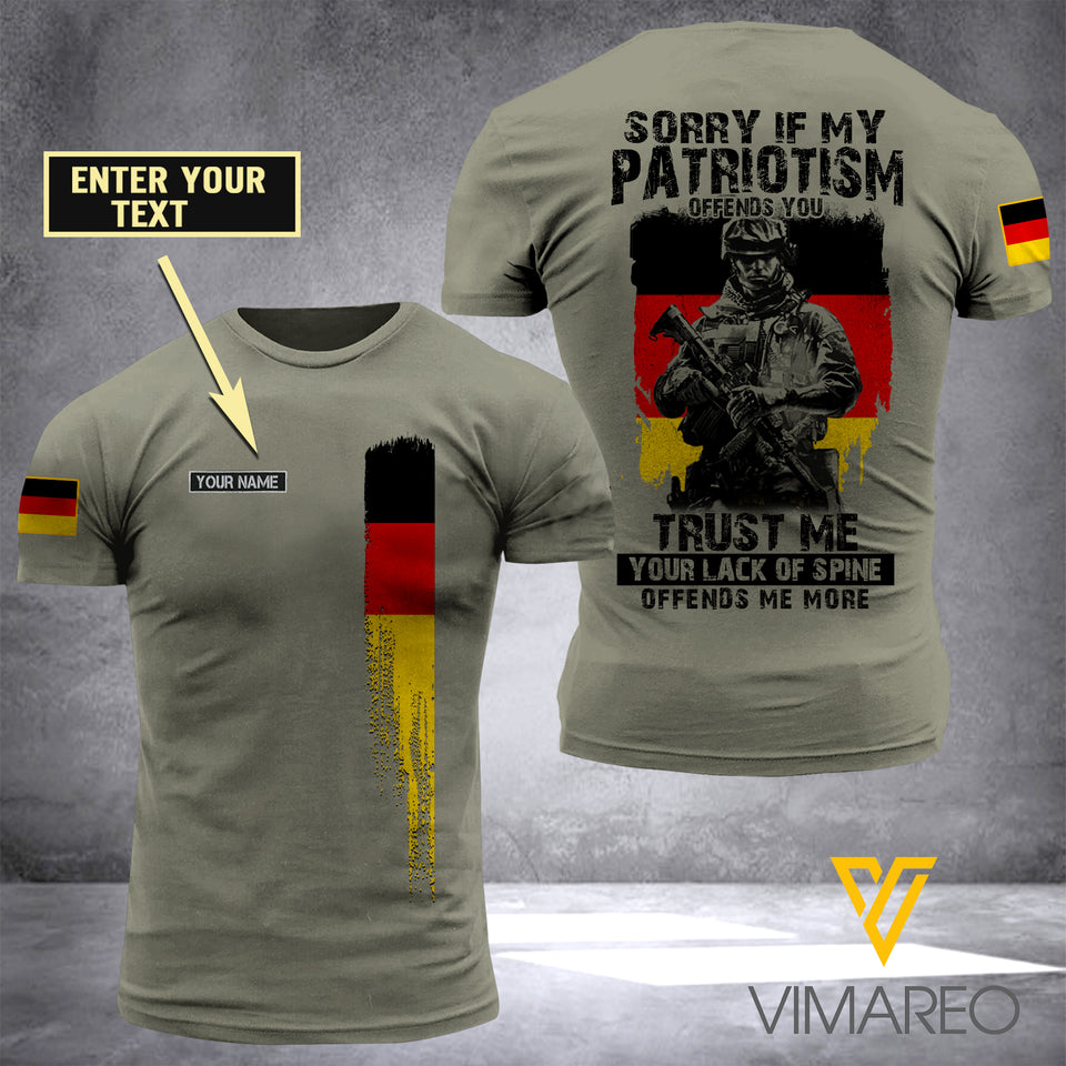 Customized German Army 3D Printed TShirt 0804NGBA