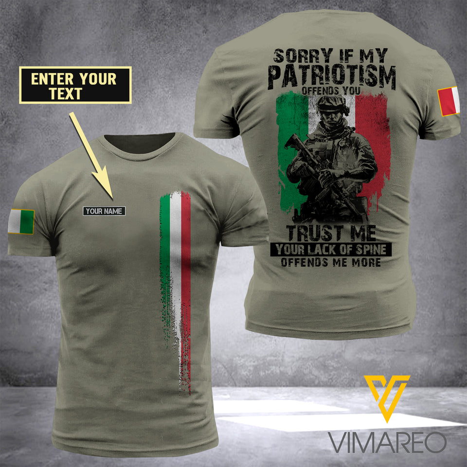 Customized Italy Army 3D Printed TShirt 0804NGBA
