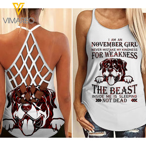 NOVEMBER GIRL ROTTWEILER CRISS-CROSS TANK TOP