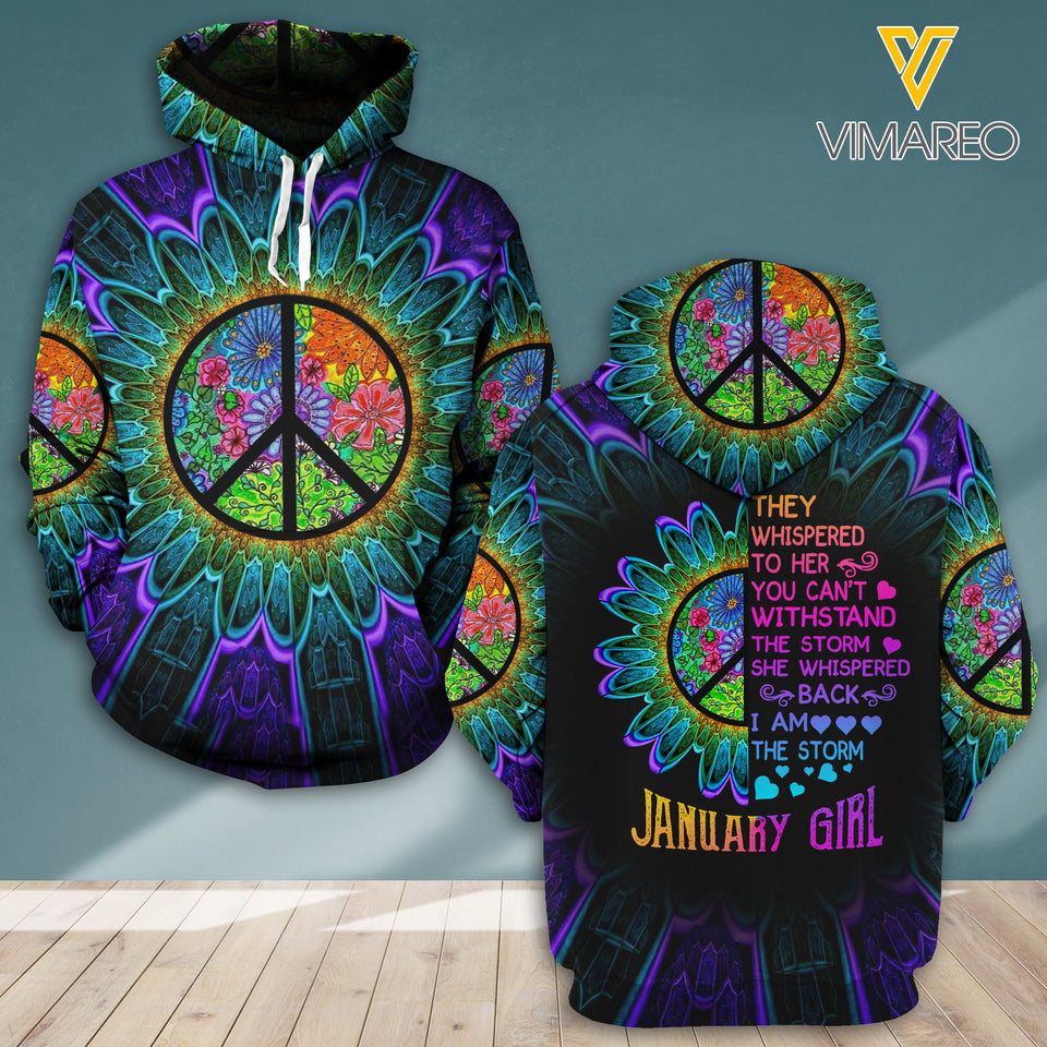 JANUARY GIRL HIPPIE STORM HOODIE 3D PRINTED TNDT2211