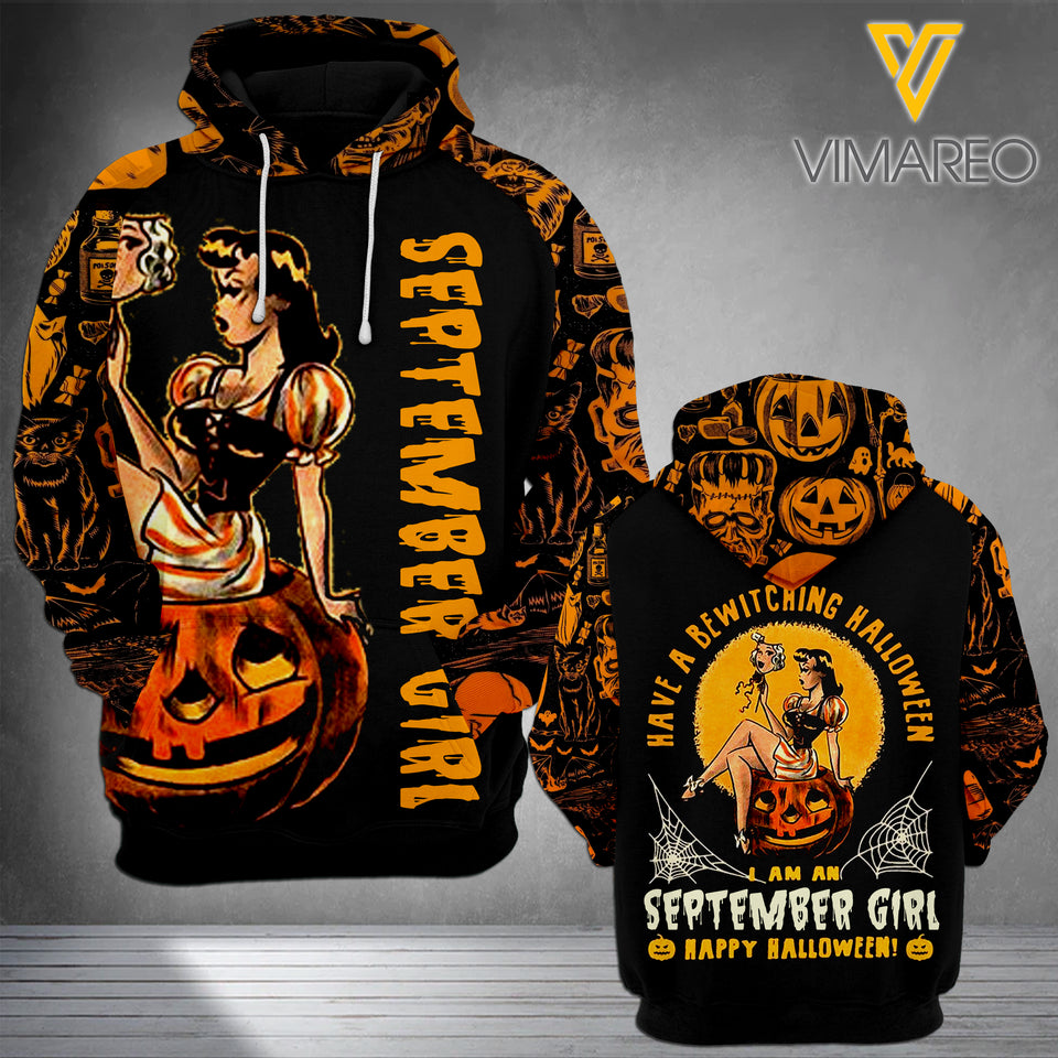 SEPTEMBER GIRL HAPPY HALLOWEEN HOODIE 3D PRINTED
