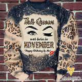 THIS QUEEN WAS BORN IN NOVEMBER BLEACHED SWEATSHIRT PRINTED TNTQ2109