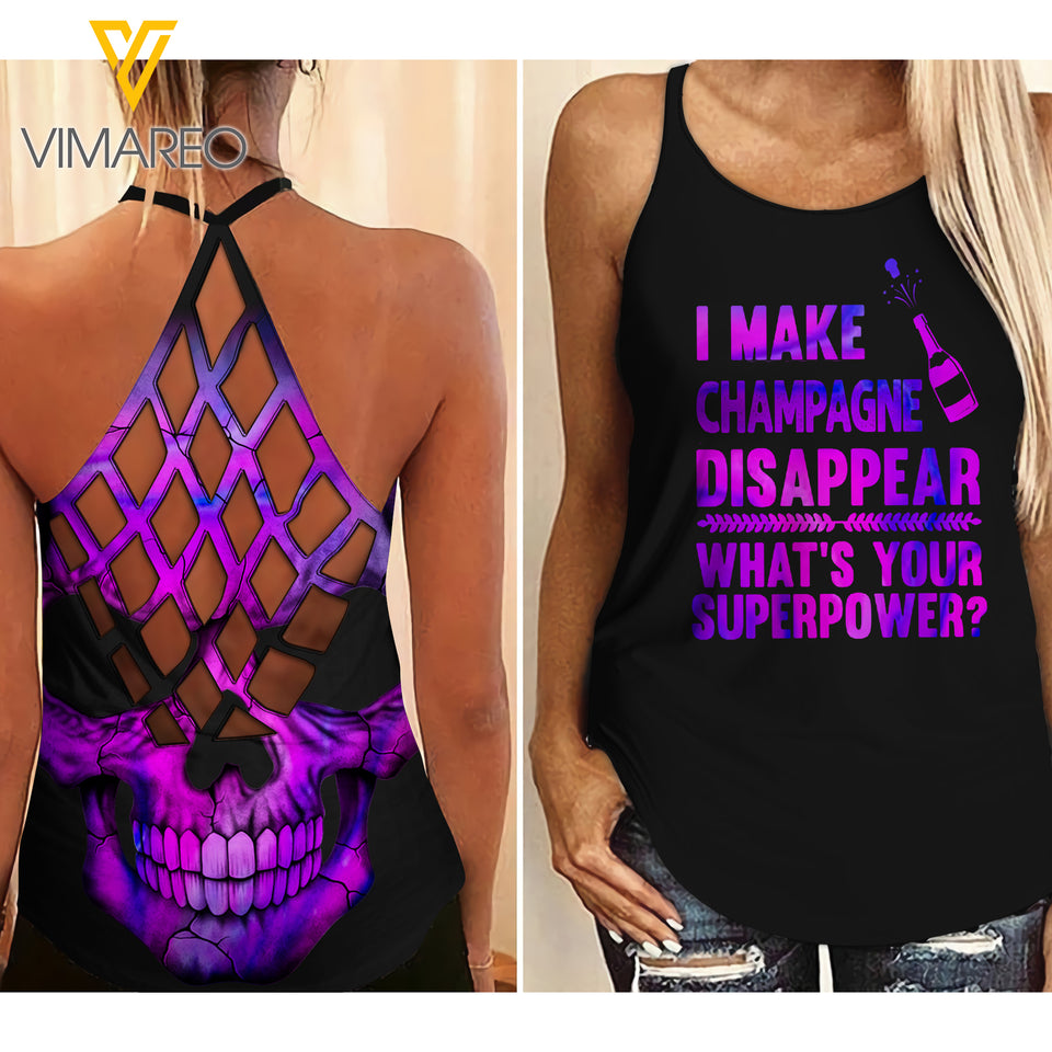 CHAMPAGNE DISAPPEAR CRISS-CROSS TANK TOP