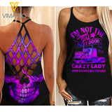 TRUCKER LADY CRISS-CROSS TANK TOP SKULL