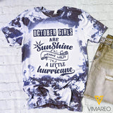 OCTOBER GIRL SUNSHINE MIXED WITH HURRICANE BLEACHED TSHIRT PRINTED TNTQ2009