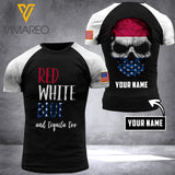 RED WHITE BLUE TEQUILA T SHIRT 3D PRINTED SKULL
