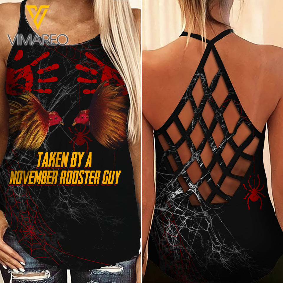 TAKEN BY NOVEMBER ROOSTER GUY CRISS-CROSS TANK TOP/LEGGING