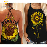 Pit Bull Sunflower Criss-Cross Open Back Camisole Tank Top