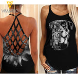 Rottweiler Criss-Cross Open Back Camisole Tank Top