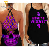 WHISKEY IN WHISKEY OUT CRISS-CROSS TANK TOP SKULL