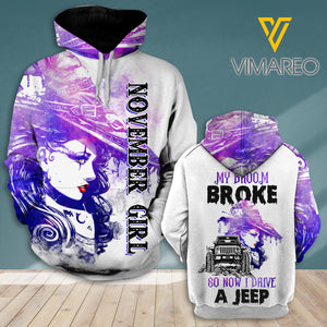 MY ROOM BROKE DRIVE A JEEP NOVEMBER GIRL 3D HOODIE PRINTED TNDT1409