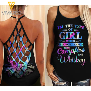 CAMPFIRE AND WHISKEY GIRL CRISS-CROSS TANK TOP