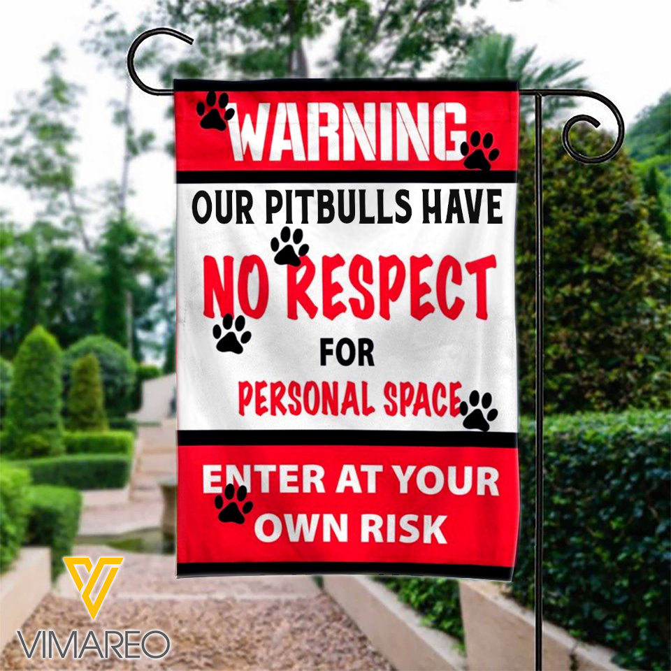 PITBULL WARNING GARDEN FLAG