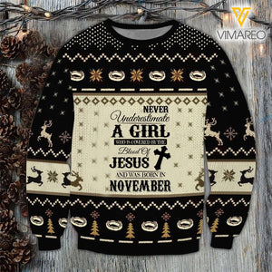 NOVEMBER GIRL BLOOD OF JESUS SWEATSHIRT PRINTED TNTQ0410