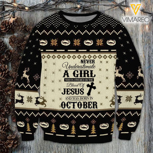 OCTOBER GIRL BLOOD OF JESUS SWEATSHIRT PRINTED TNTQ0410
