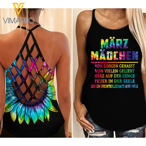 MÄRZ MÄDCHEN TIE DYE SUNFLOWER CRISS CROSS TANK GERMANY GIRL