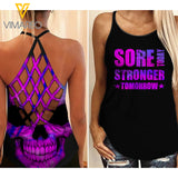 SORE TODAY STRONGER TOMORROW GIRL CRISS-CROSS TANK TOP SKULL