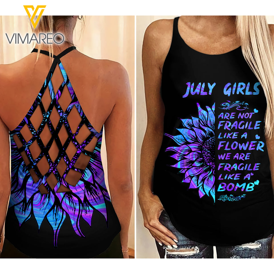 July Girl Criss-Cross Open Back Camisole Tank Top LIKEA