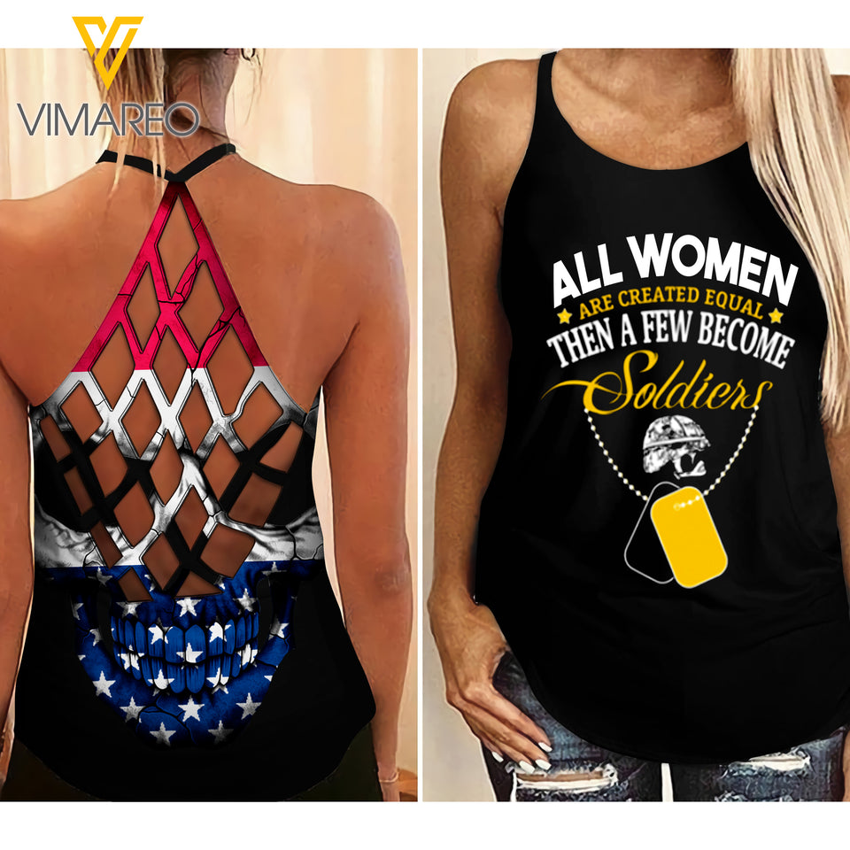 SOLDIER WOMEN Criss-Cross Open Back Camisole Tank Top WRB