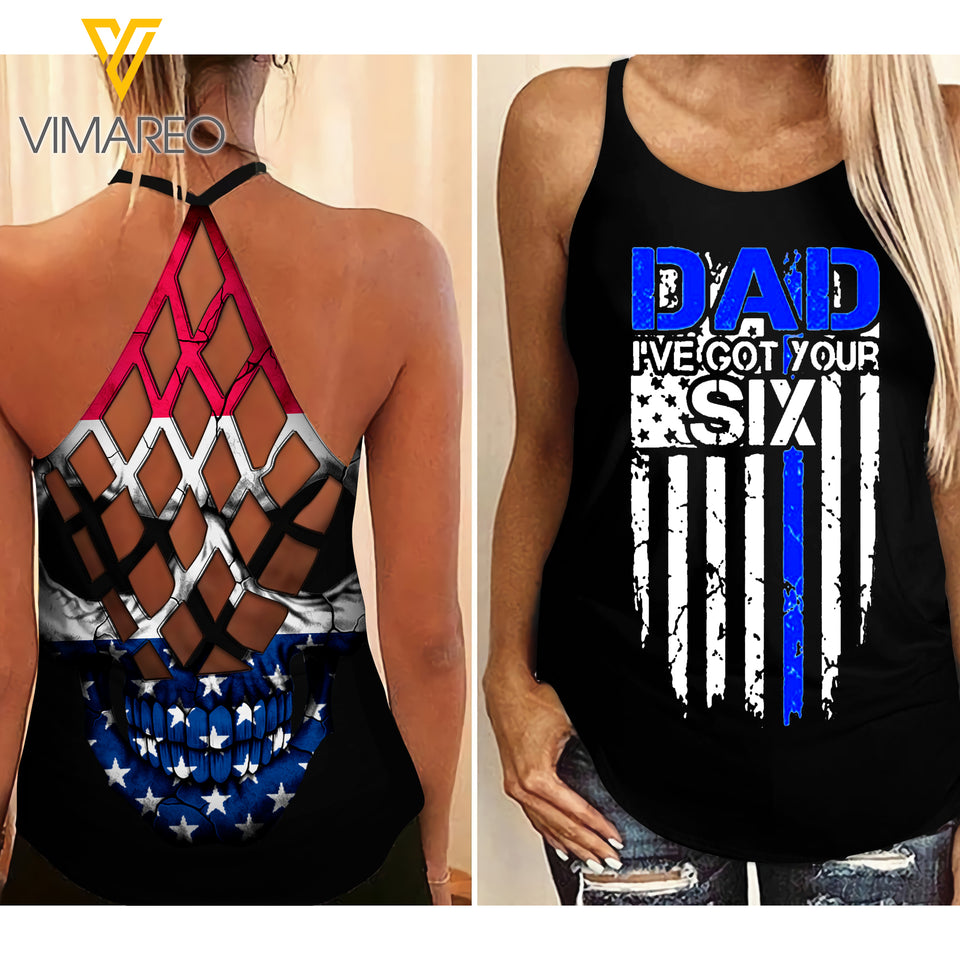 BLUE GIRL Criss-Cross Open Back Camisole Tank Top WRB