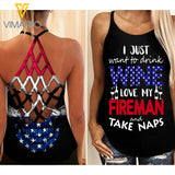 FIRE GIRL Criss-Cross Open Back Camisole Tank Top WRB