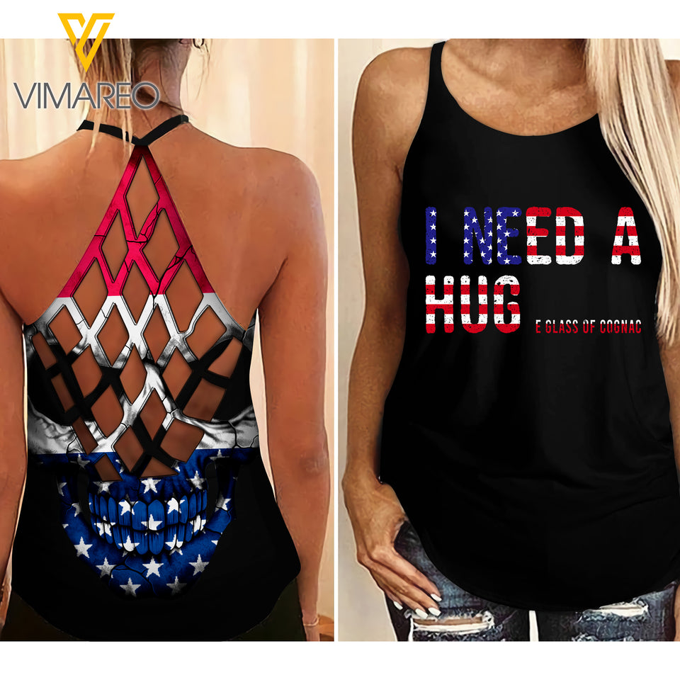 KHMD I NEED A COGNAC Girl Criss-Cross Tank Top