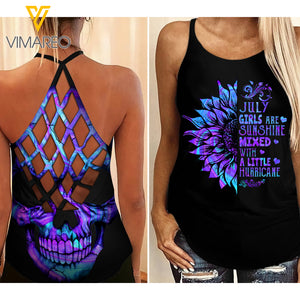 July GIRL Criss-Cross Open Back Camisole Tank Top hurricane